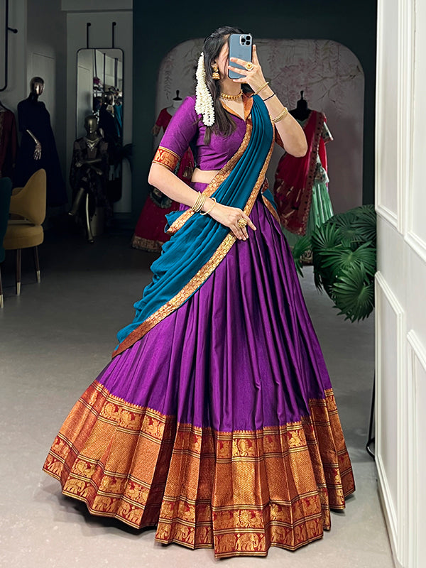 Purple & Blue Narayana Pet Silk Lehenga Choli With Dupatta
