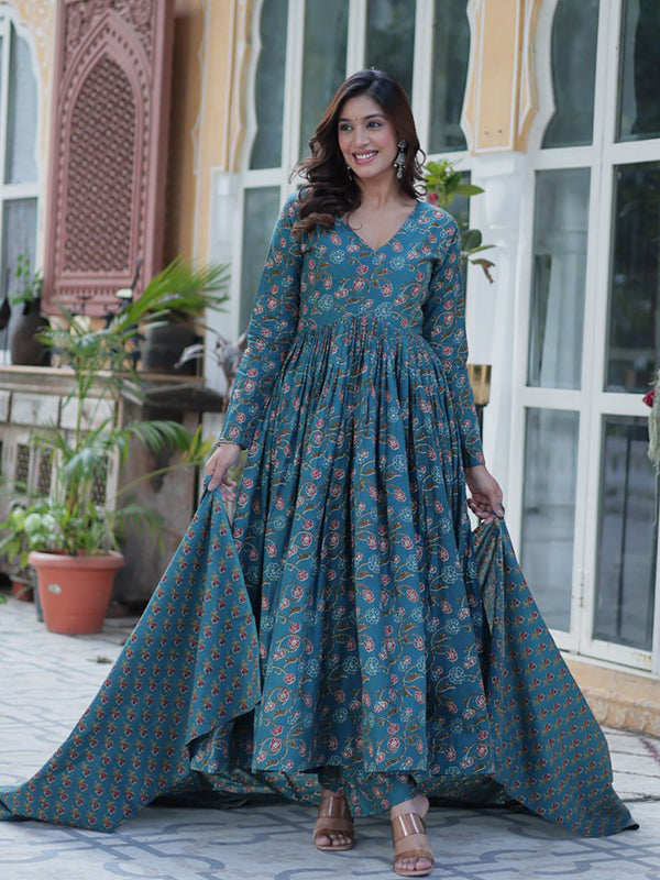 Rama Pure Cotton Kurti Pant & Dupatta Set