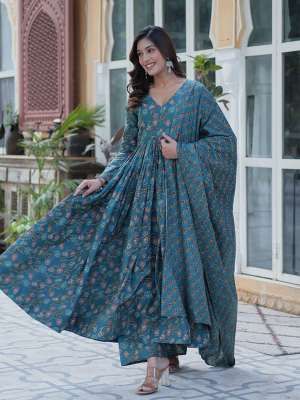 Rama Pure Cotton Kurti Pant & Dupatta Set