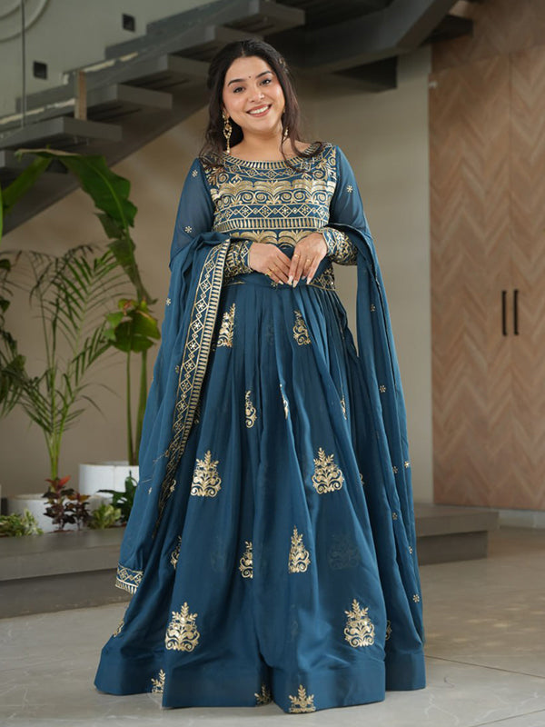 Rama Chinnon Sequins Embroidered Work Gown With Dupatta