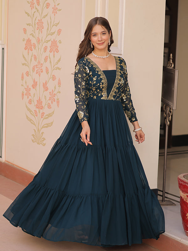 Rama Sequins Zari Embroidered Work Gown