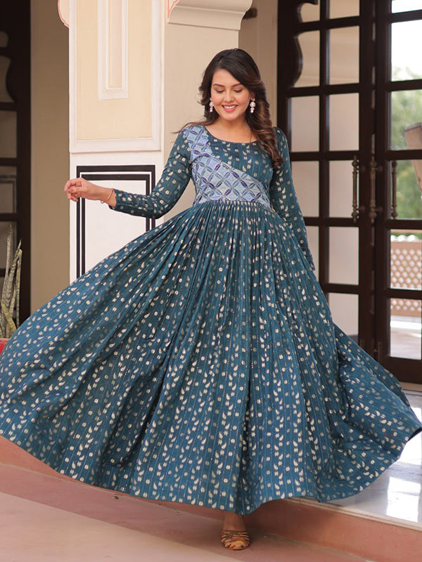 Rama Weaving Position Print Jacquard Gown