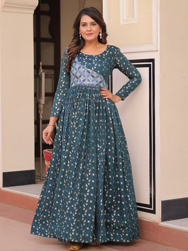 Rama Weaving Position Print Jacquard Gown