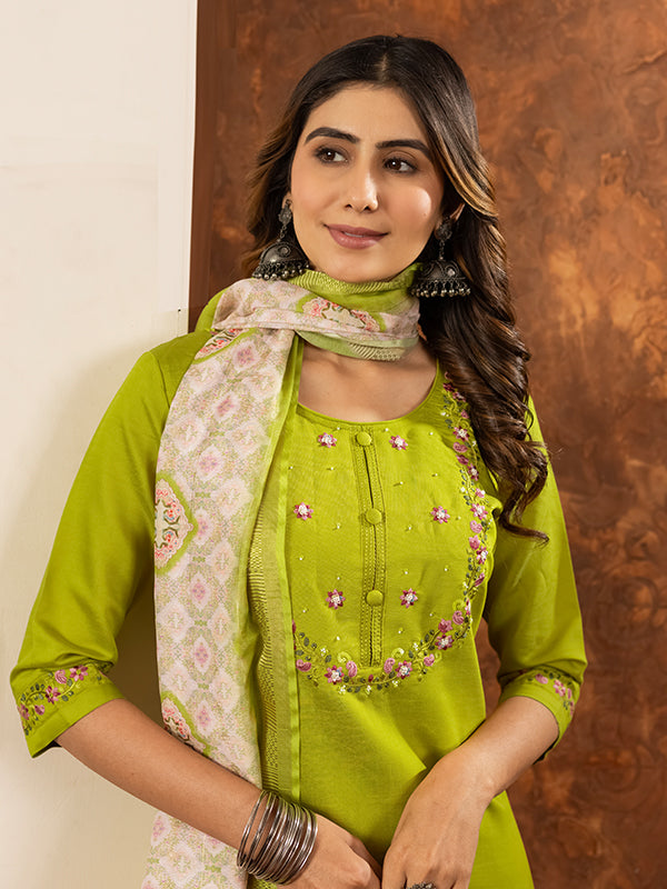 Parrot Embroidered With Hand Work Suit Set
