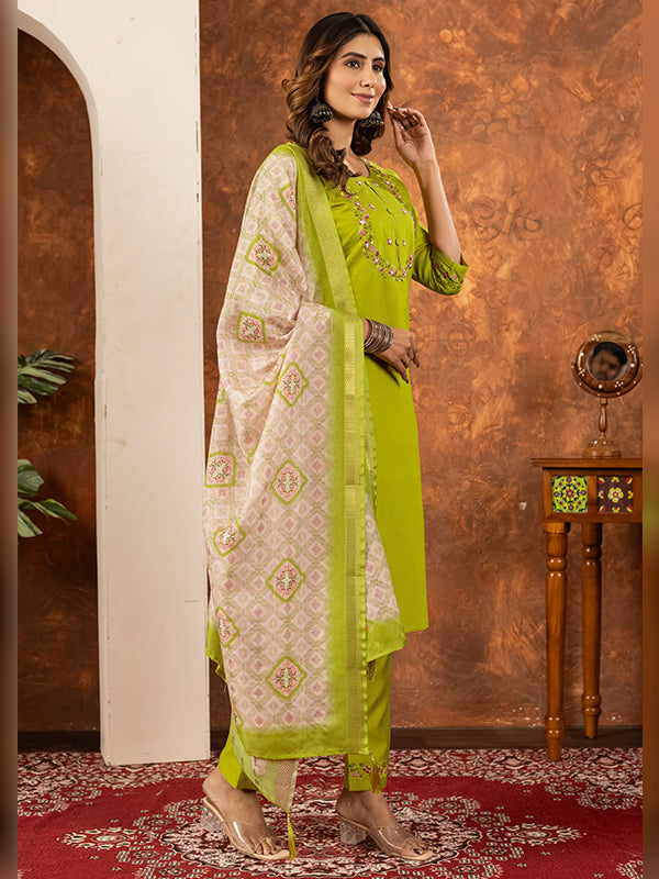 Parrot Embroidered With Hand Work Suit Set
