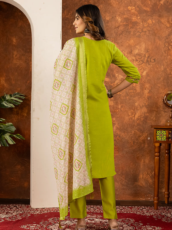 Parrot Embroidered With Hand Work Suit Set