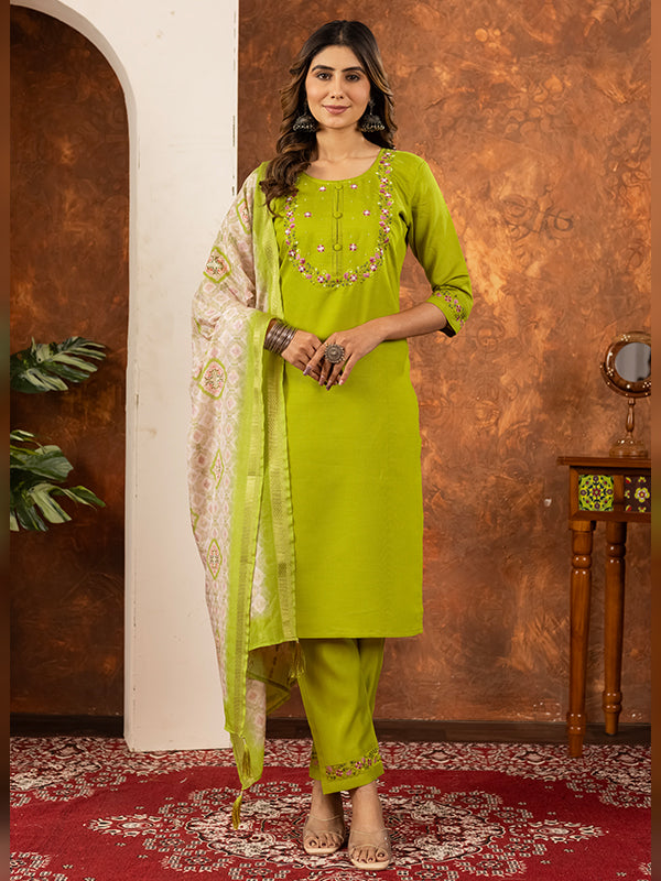 Parrot Embroidered With Hand Work Suit Set
