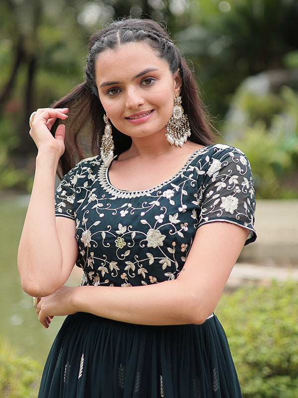 Rama Faux Blooming With Embroidery Zari Sequins Gown