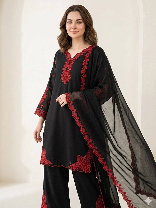 Black Embroidery Work Mal Cotton Pakistani Salwar Suit
