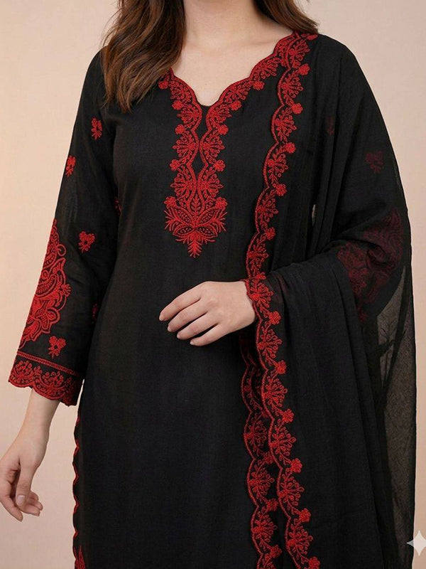 Black Embroidery Work Mal Cotton Pakistani Salwar Suit