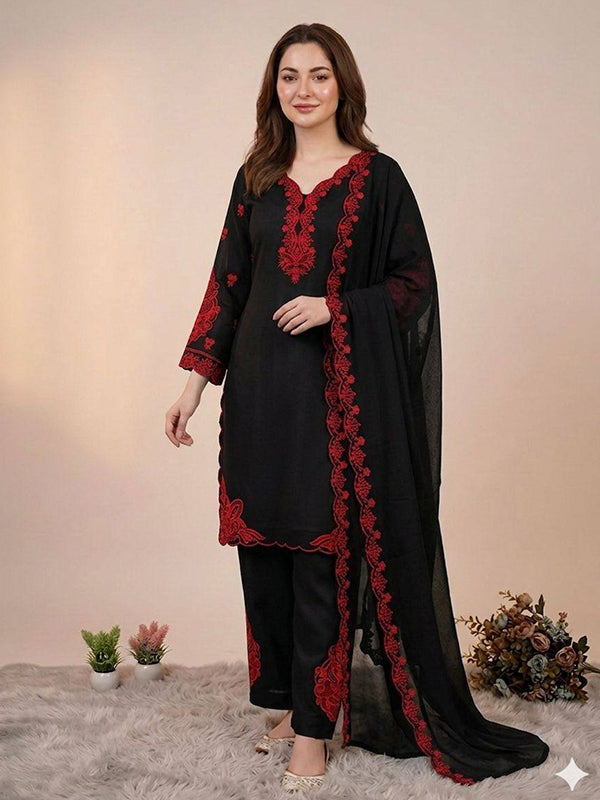 Black Embroidery Work Mal Cotton Pakistani Salwar Suit