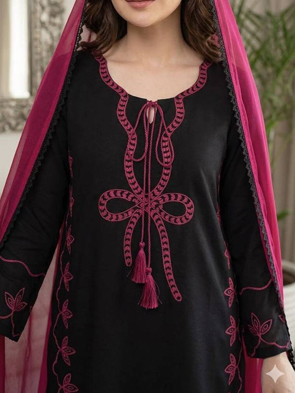 Black Summer Co-Ord Set With Georgette Dupatta