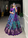 Purple Tussar Silk With Kalamkari Print Lehenga Choli With Dupatta