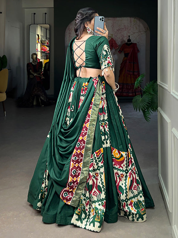 Green Printed Silk Rayon Lehenga Choli With Dupatta