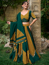 Bottel Green Pure Cotton Kodi Work Lehenga Choli With Dupatta