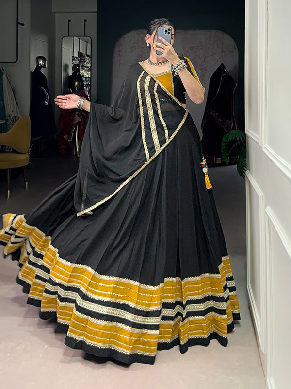 Black Sequins Lace Rayon Lehenga Choli With Dupatta
