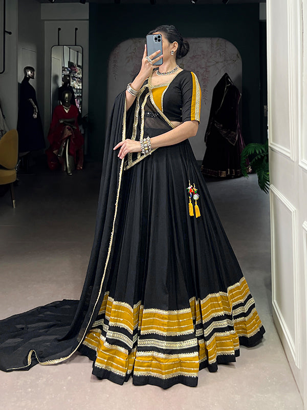 Black Sequins Lace Rayon Lehenga Choli With Dupatta