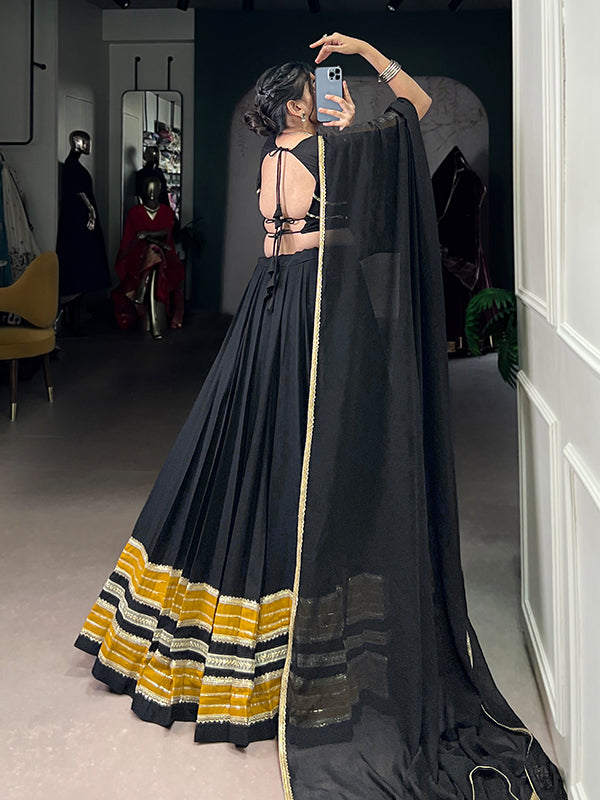 Black Sequins Lace Rayon Lehenga Choli With Dupatta