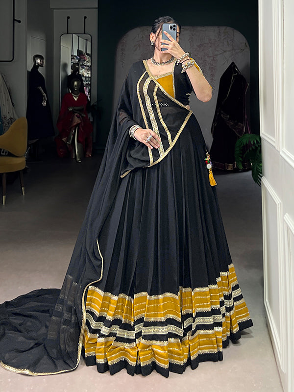 Black Sequins Lace Rayon Lehenga Choli With Dupatta