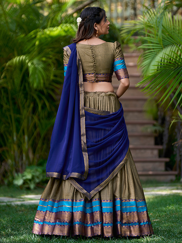 Chiku Poly Cotton With Zari Weaving Lehenga Choli