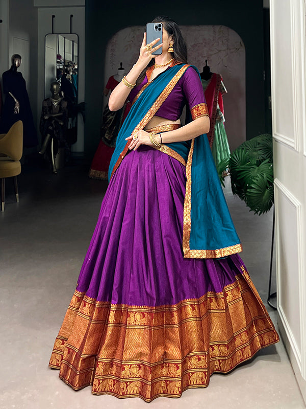 Purple & Blue Narayana Pet Silk Lehenga Choli With Dupatta