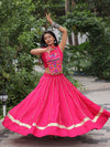 Pink Gota-Patti Lace Lehenga With Kutchi Gamthi Embroidered Work Top