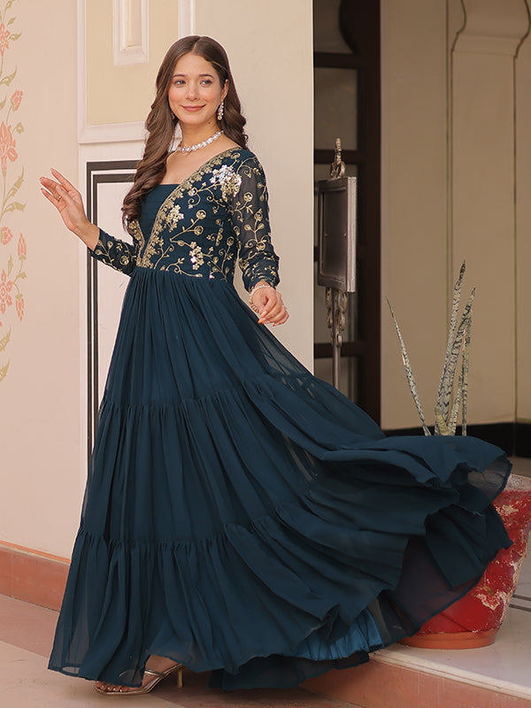 Rama Sequins Zari Embroidered Work Gown