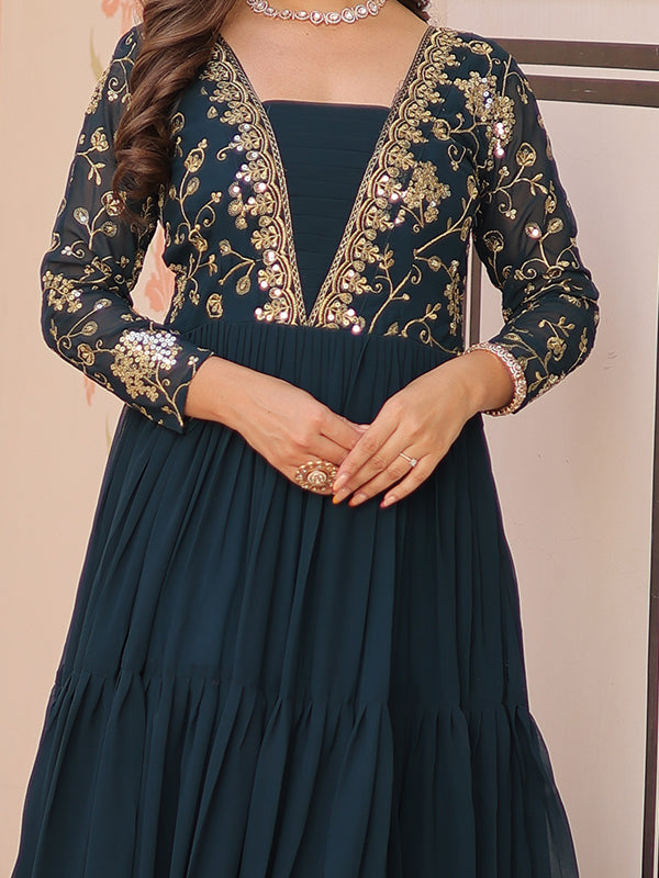 Rama Sequins Zari Embroidered Work Gown