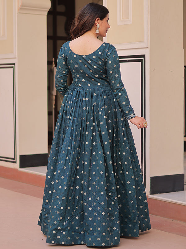Rama Position Print Jacquard Weaving Gown