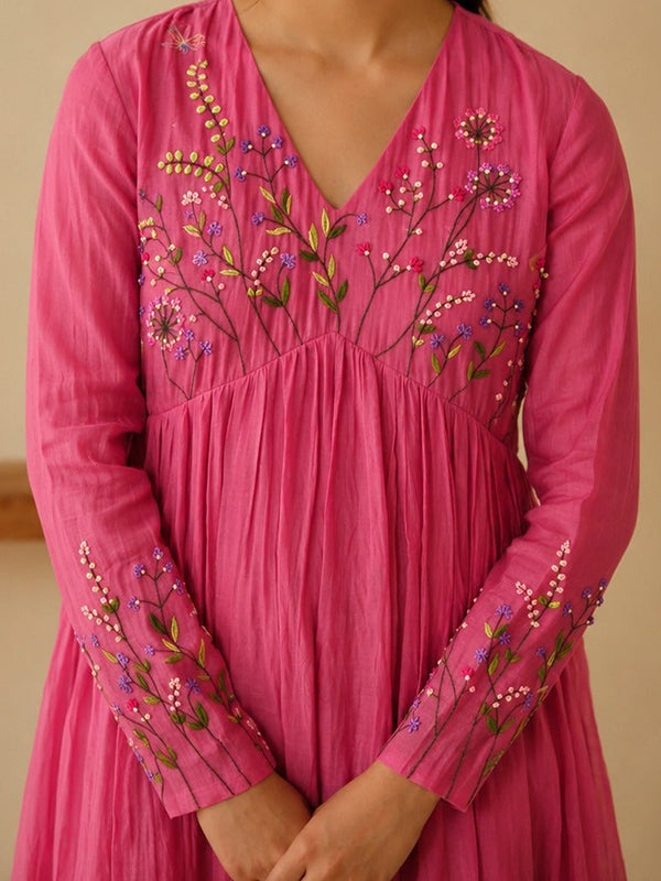 Janhvi Kapoor Inspired Pink Mal Chanderi Top Pant & Dupatta Set